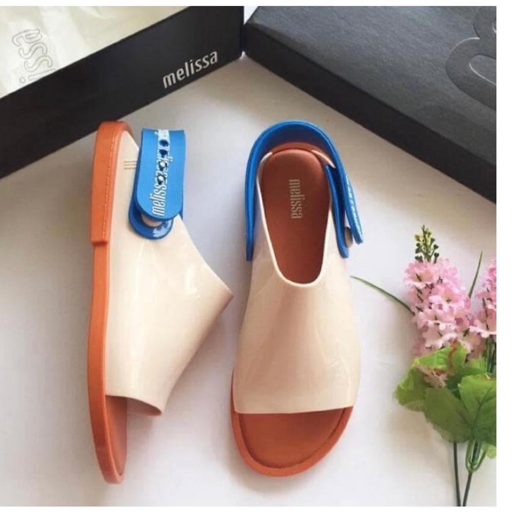 Melissa Cream and Blue Sandals